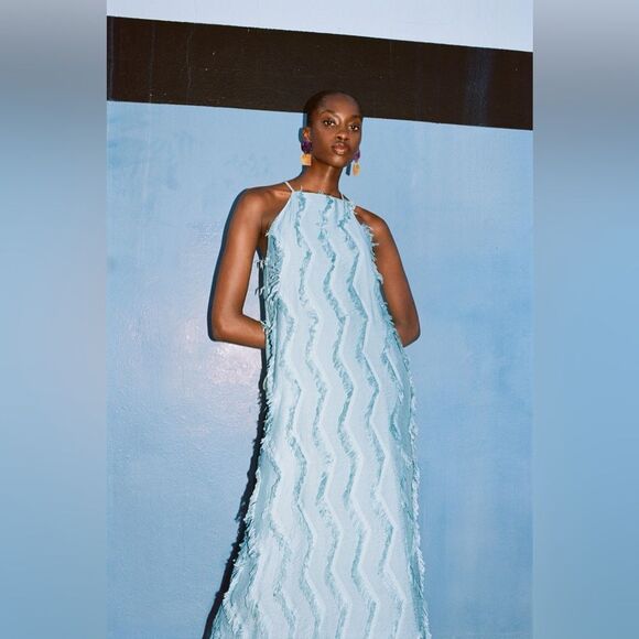 Zara Dresses & Skirts - Zara Blue Halter Dress